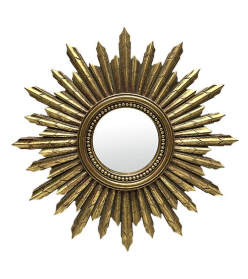 miroir mural soleil doré style vintage décoration intérieure élégante