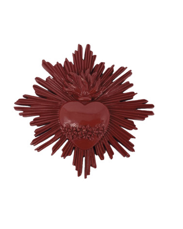Décoration murale ex-voto cœur rouge – objet déco bohème chic – style sacré