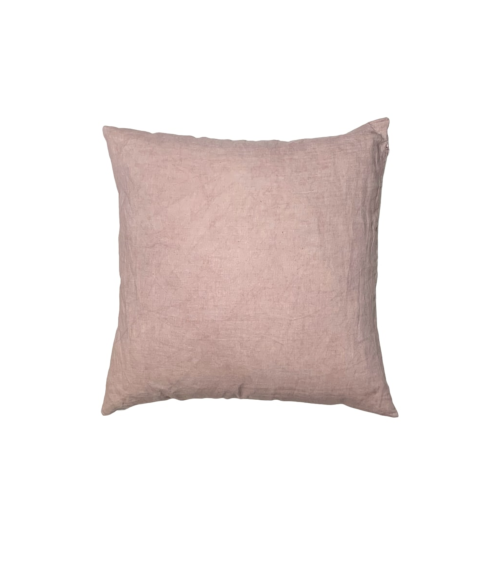 housse de coussin en lin rose 50x50 decoration naturelle