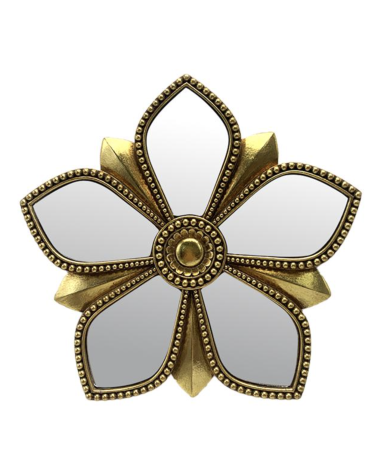 Miroir Mural Fleur Doré à facettes 20,5 cm  - Élégance perlée