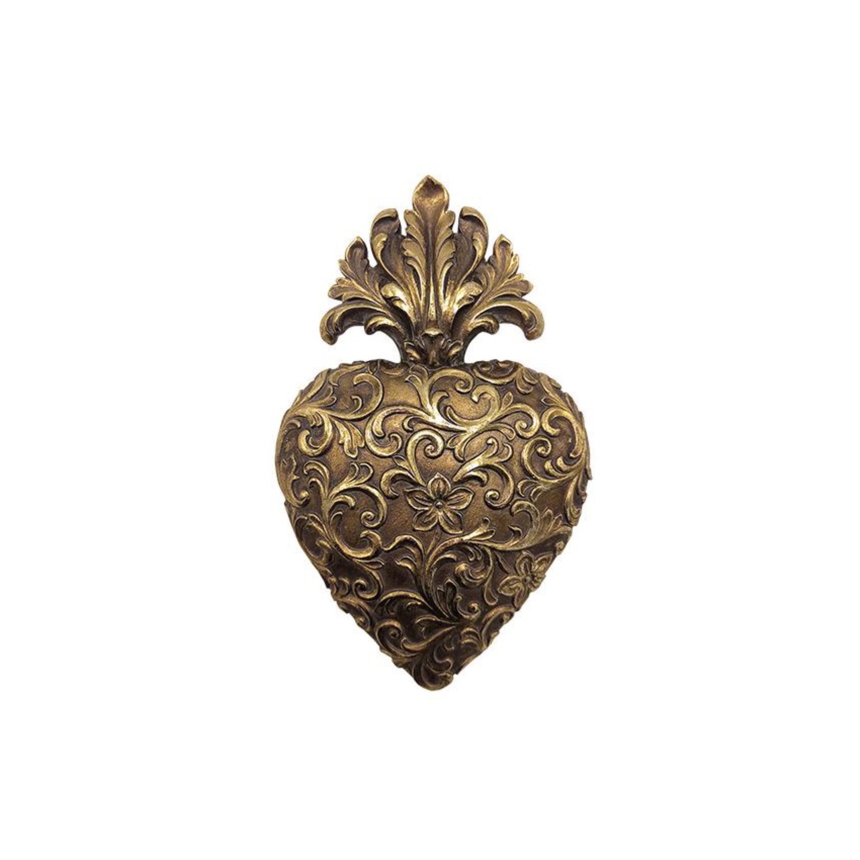 Cœur ex-voto doré en résine décoration murale élégante intérieur