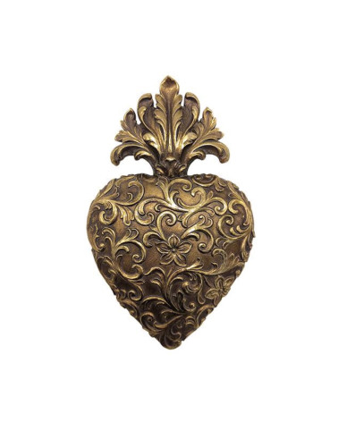 Cœur ex-voto doré en résine décoration murale élégante intérieur