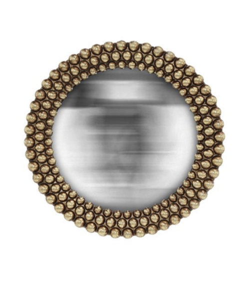 Miroir convexe rond doré en résine avec cadre perlé décoration murale élégante
