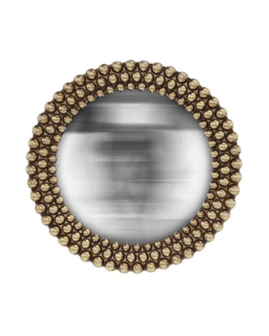 Miroir convexe rond doré en résine avec cadre perlé décoration murale élégante