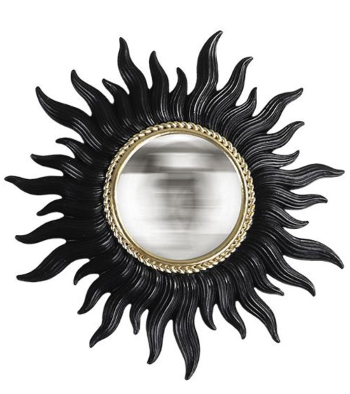 Miroir soleil convexe en verre et résine style vintage bohème chic