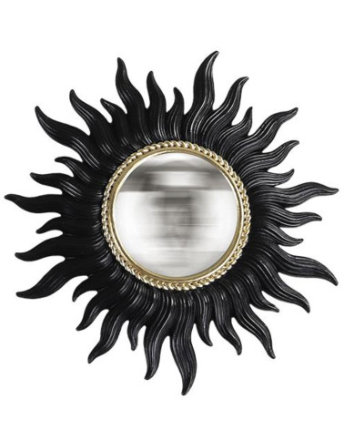 Miroir convexe soleil doré – Miroir mural décoratif lumineux - 14,8 cm