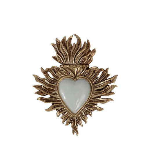 Cœur ex-voto sacré vert amande et doré décoration murale bohème chic HOMEDÉCO by Béa
