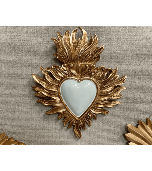 Décoration murale cœur ex-voto résine style antique chic vintage