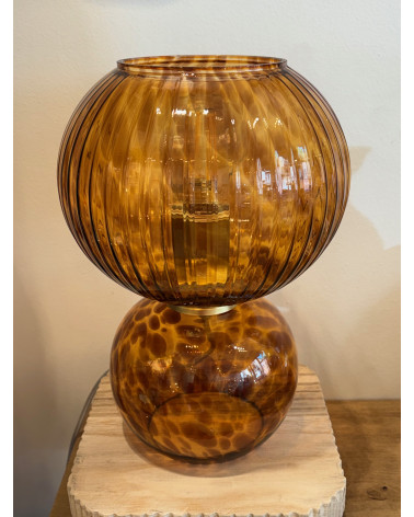 Lampe de bureau en verre à motif léopard
