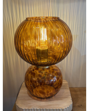 Lampe de bureau en verre à motif léopard