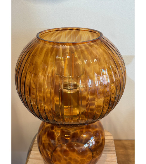 abat jour verre nervuré lampe ambrée décoration intérieure