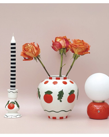 Vase en faïence motif orange déco originale style rétro