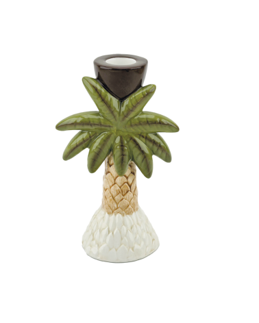 Bougeoir cocotier en faïence déco tropicale originale