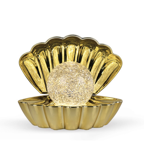 lampe decorative coquillage dore lumineux objet deco chic