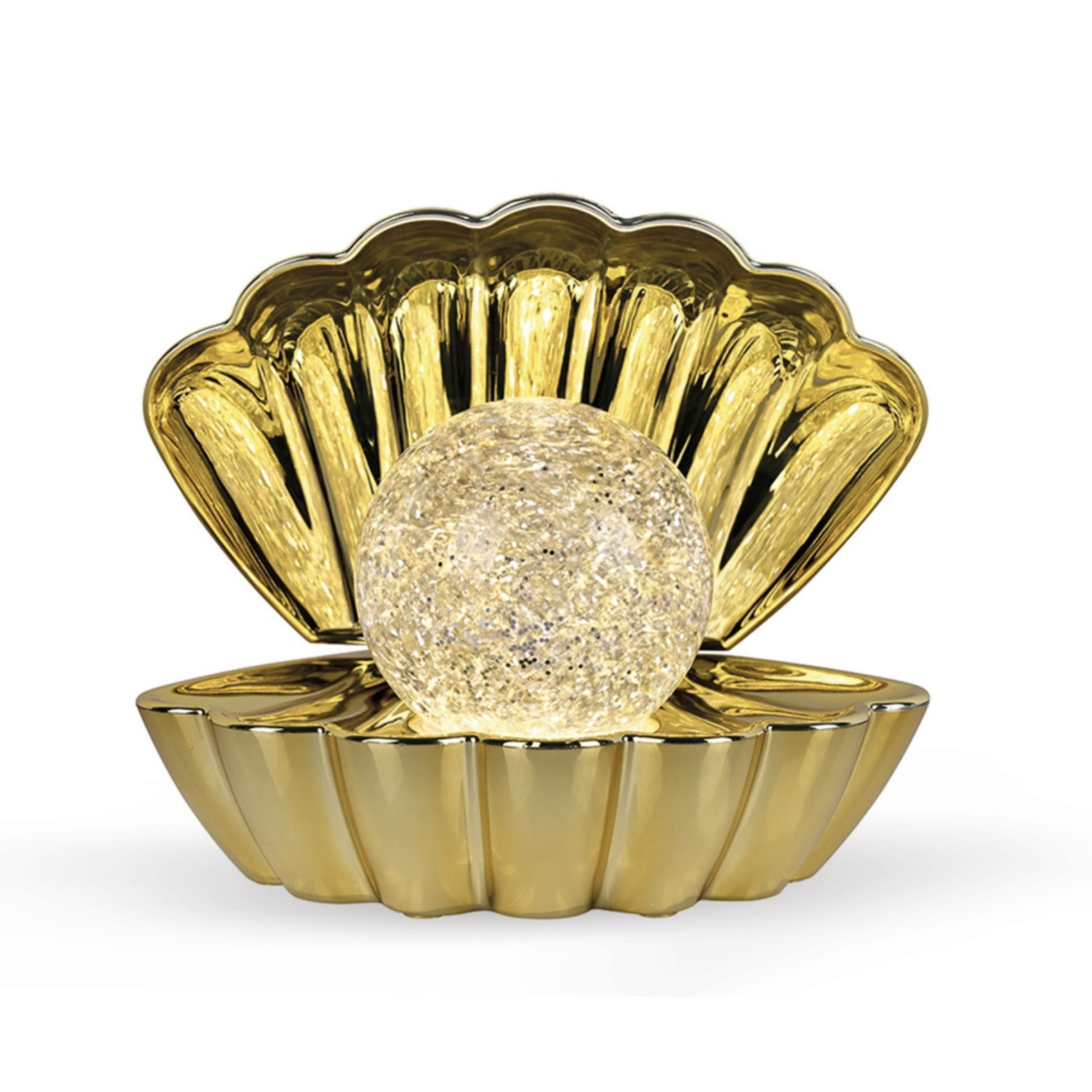 lampe decorative coquillage dore lumineux objet deco chic