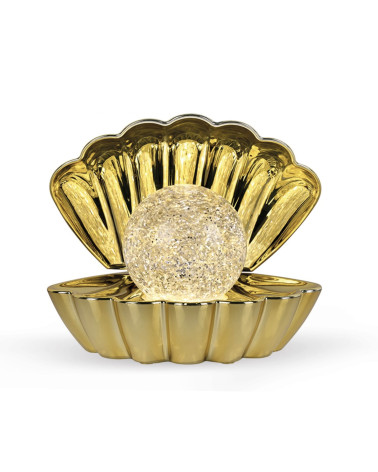 Lampe décorative coquillage doré brillante à piles L17,5 P12,5 H15 cm