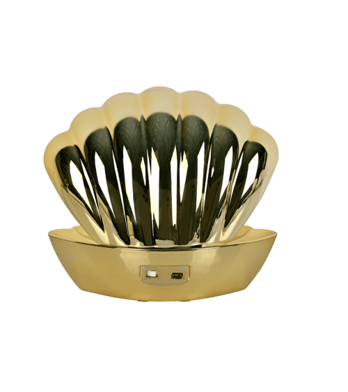 lampe coquillage dore alimentation piles usb detail produit