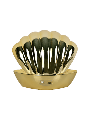lampe coquillage dore alimentation piles usb detail produit