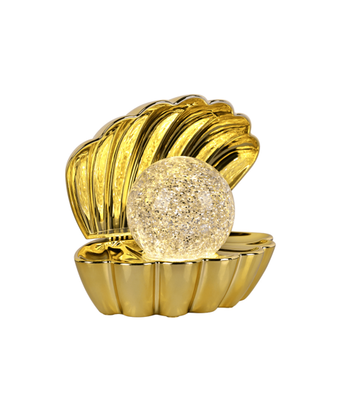 lampe coquillage dore lumiere douce ambiance decoration chic