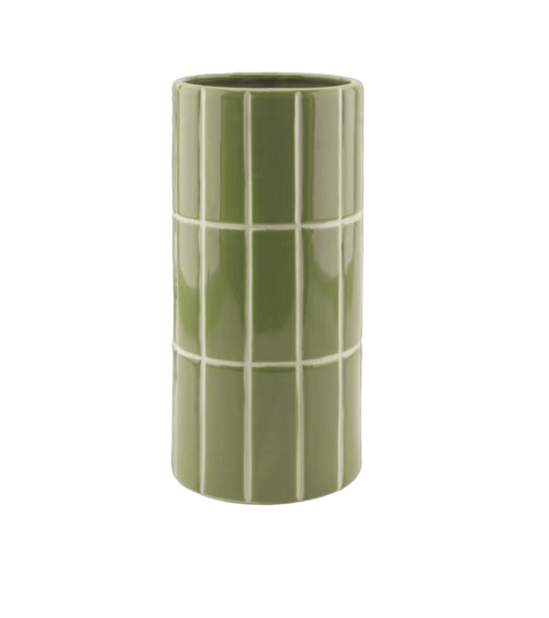 vase carrelage kaki en céramique design graphique moderne