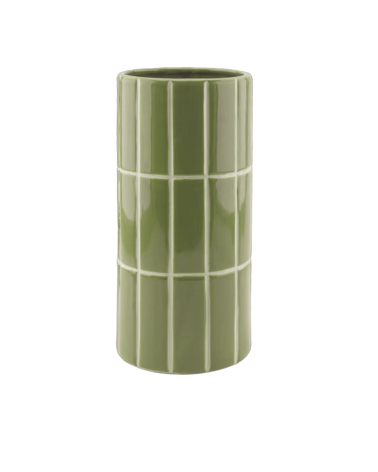 vase carrelage kaki en céramique design graphique moderne