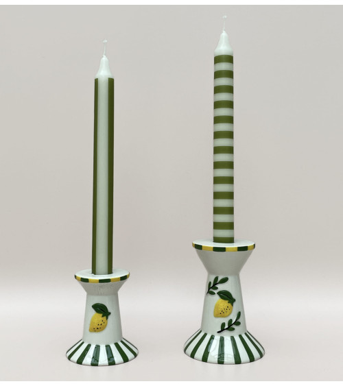 bougeoir citron avec bougies décoration table méditerranéenne
