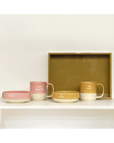 Set de 4 coupelles en grès colorées avec message – déco table tendance