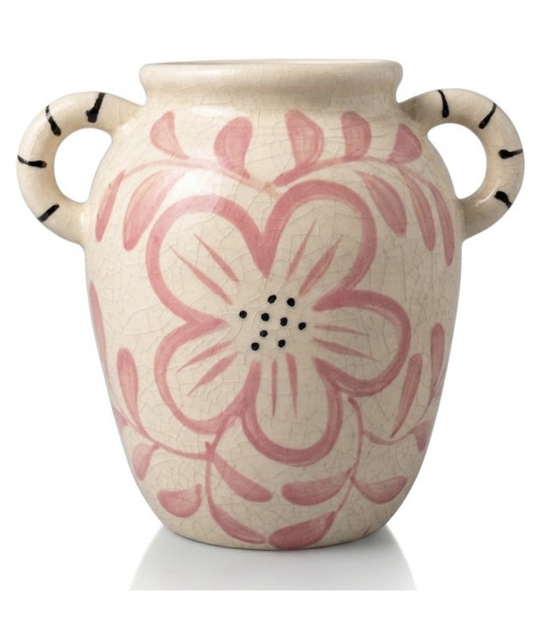 Vase en céramique rose artisanal décoration intérieure élégante style antique et bohème romantique pour salon
