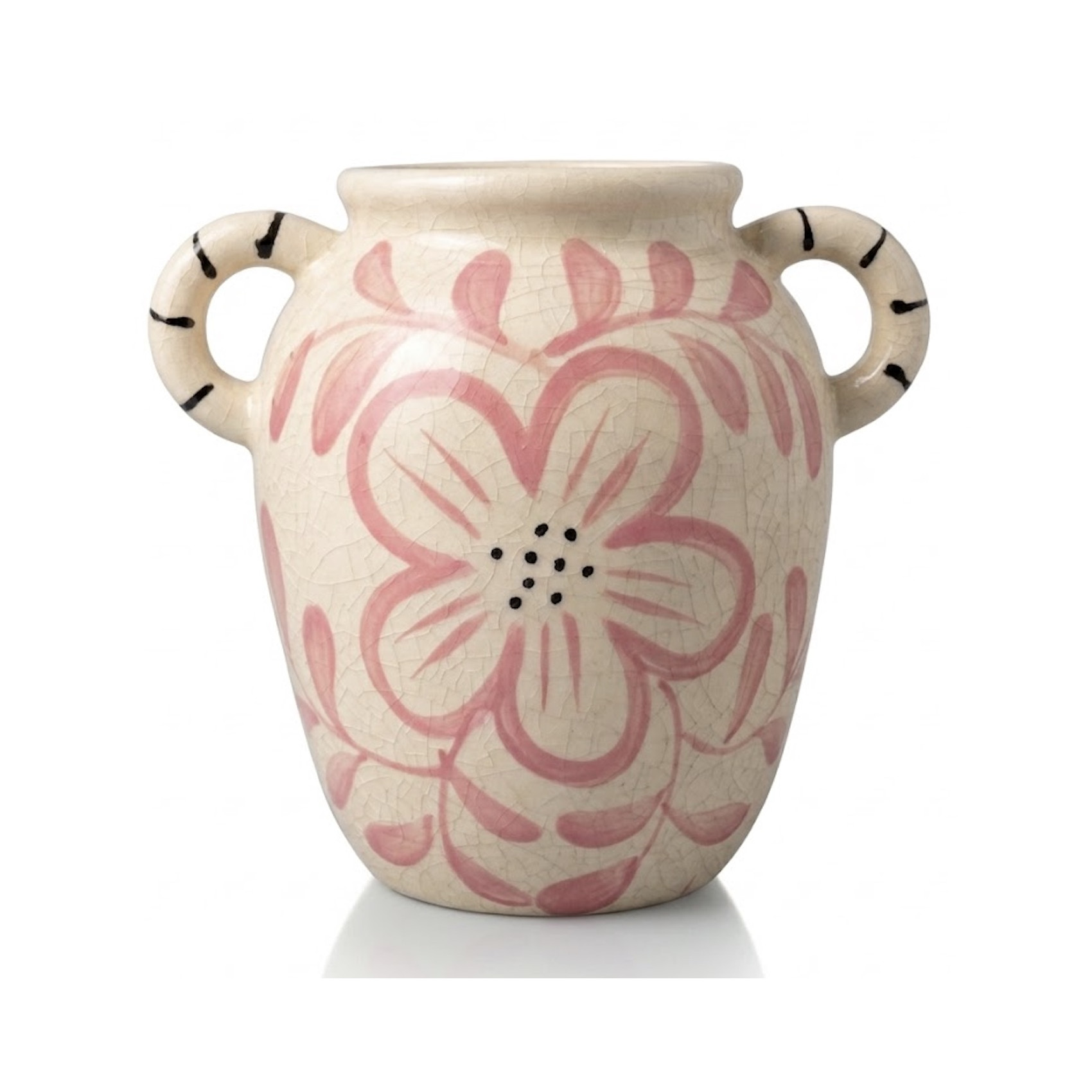 Vase en céramique rose artisanal décoration intérieure élégante style antique et bohème romantique pour salon