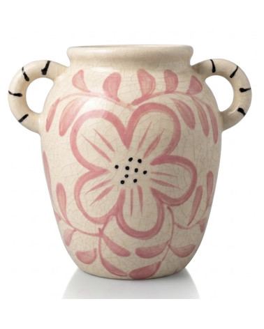 Vase en céramique rose artisanal décoration intérieure élégante style antique et bohème romantique pour salon
