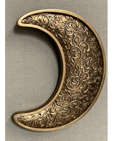 Décoration murale lune dorée motifs végétaux style bohème chic