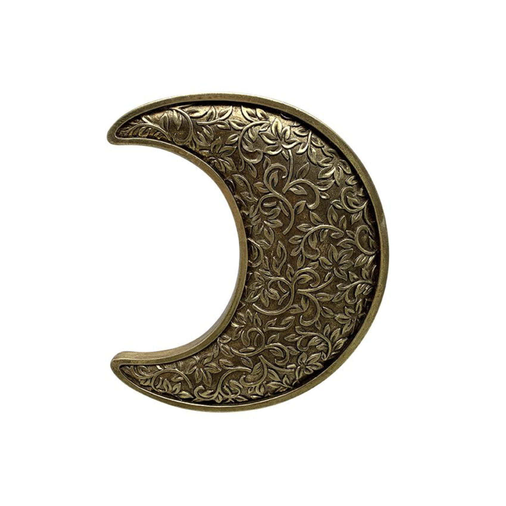 décoration murale lune dorée en résine motifs végétaux style bohème chic