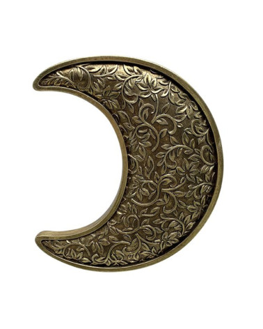 décoration murale lune dorée en résine motifs végétaux style bohème chic