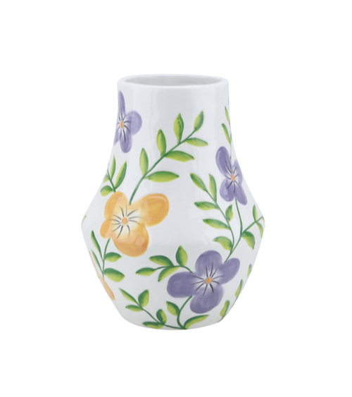 vase fleuri décoratif en céramique motifs floraux colorés