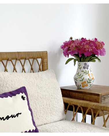 Vase fleuri décoratif style artistique bohème fleurs colorées