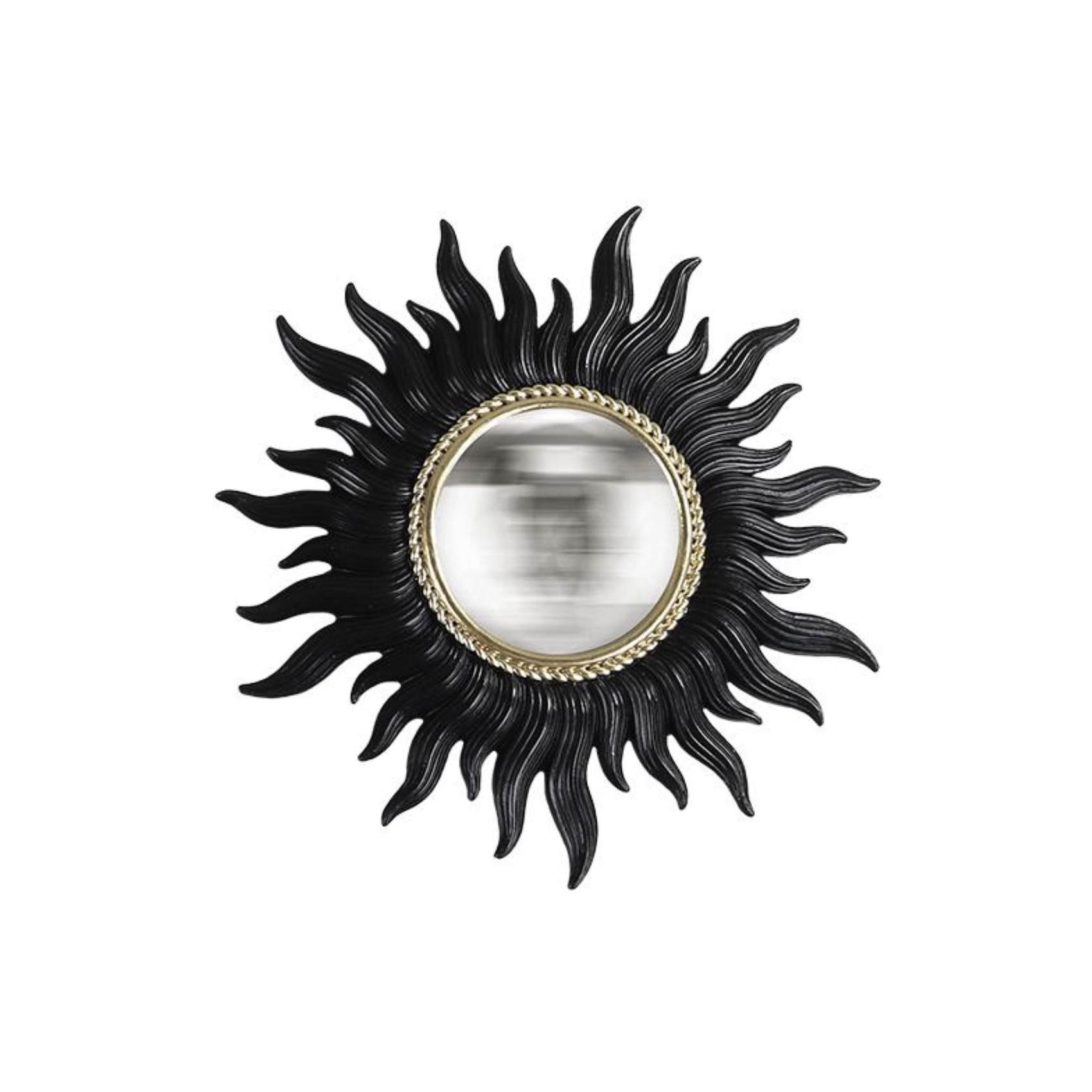 Petit miroir convexe soleil noir et doré