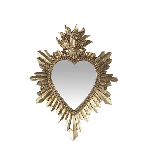 Miroir cœur doré mural style baroque bohème chic intérieur. décoration romantique élégante.