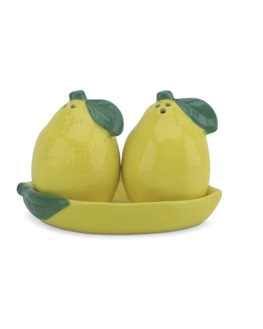 Salière poivrière citron en céramique décorative – set sel et poivre original