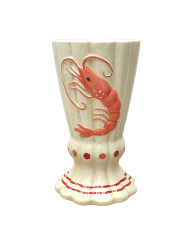 Vase crustacé en faïence – vase décoratif crevette style méditerranéen