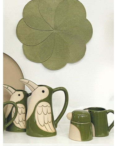 Vase oiseau vintage vert pour décoration bohème