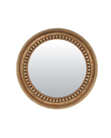 miroir rond doré patiné perlé – miroir mural décoratif chic 16,5 cm