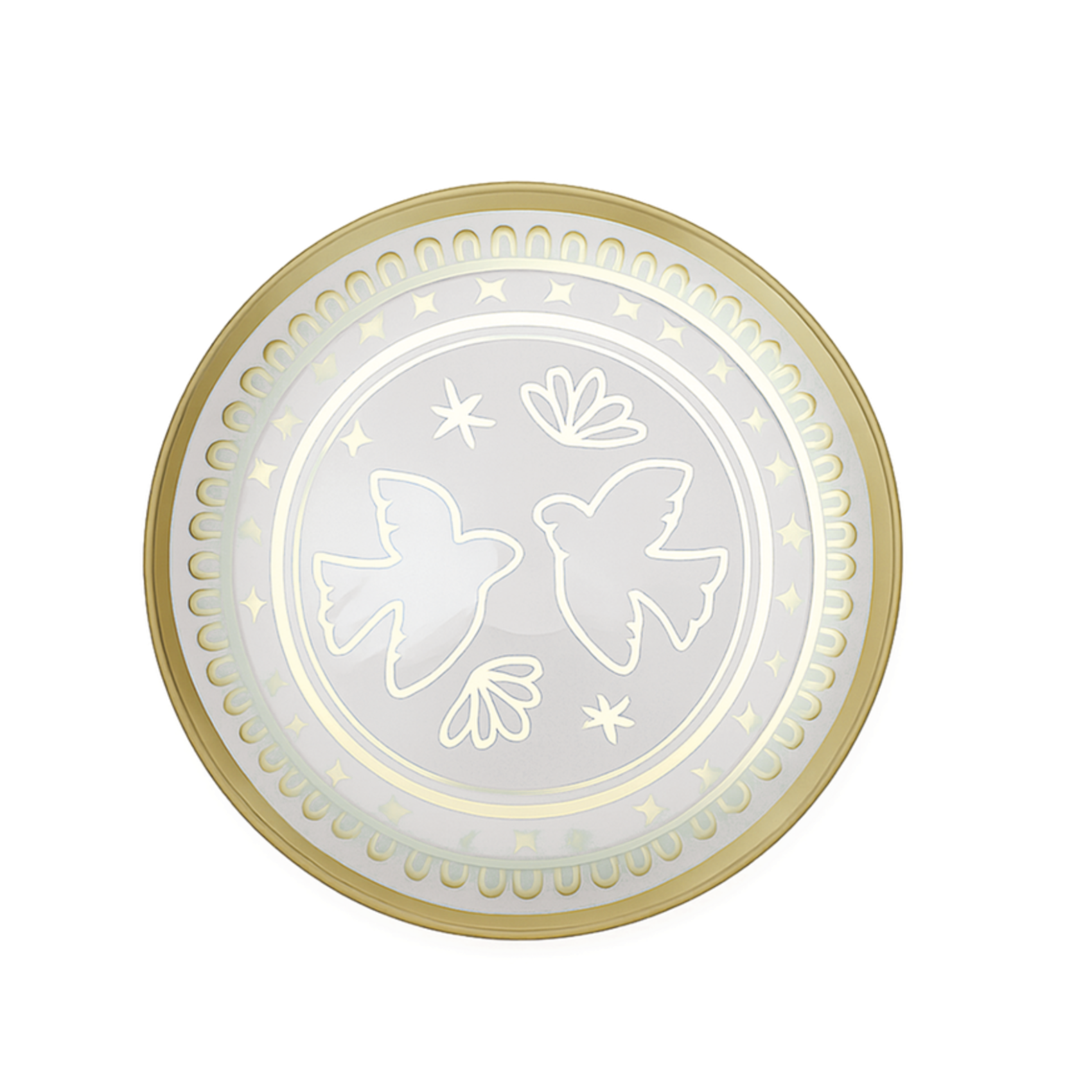 Assiette en verre avec colombes dorées décoration bohème chic