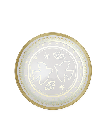 Assiette en verre colombe dorée 15 cm
