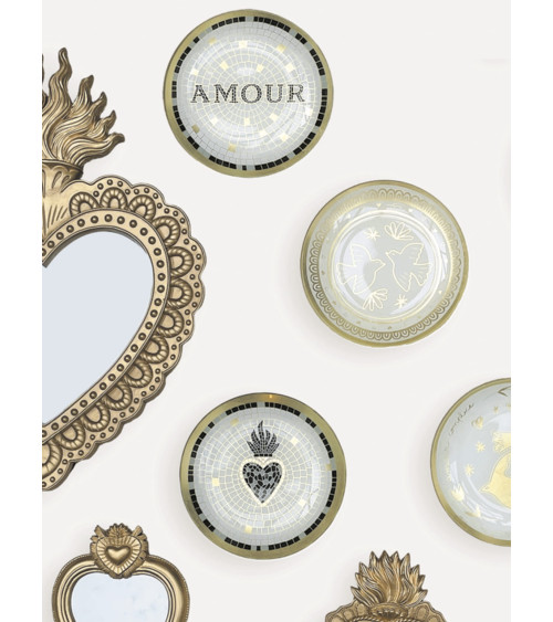 Assiette décorative colombe dorée ambiance bohème et romantique