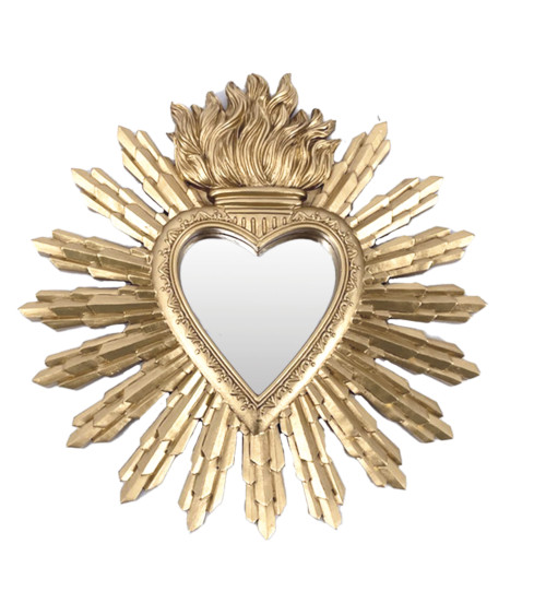 Miroir ex-voto doré cœur sacré décoration murale bohème chic