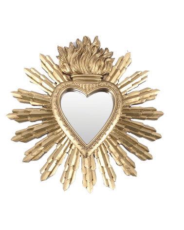 Miroir ex-voto doré cœur sacré décoration murale bohème chic