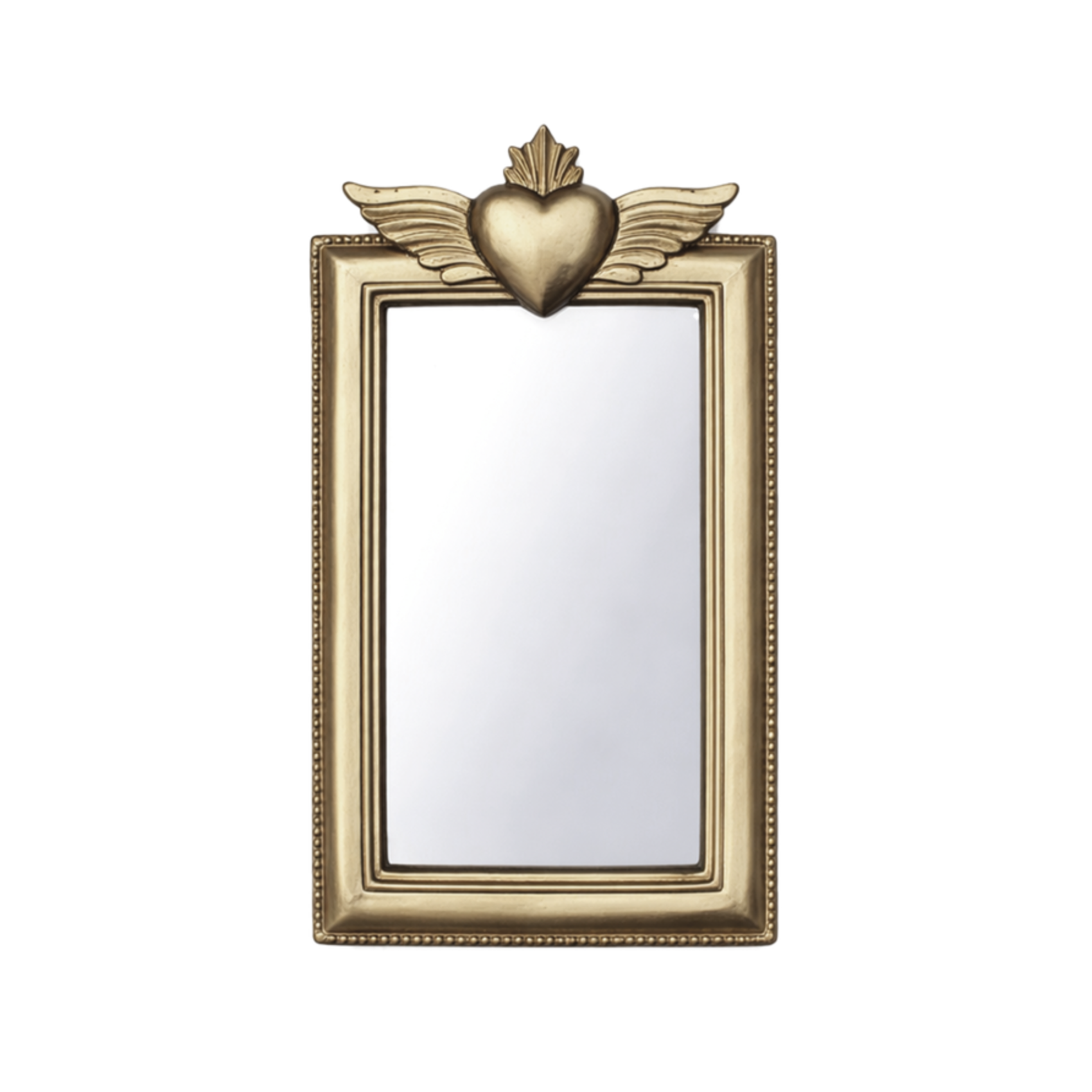 Miroir mural doré avec cœur ailé décoratif
