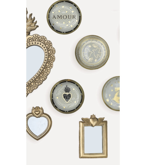 Décoration murale miroir ex-voto doré romantique