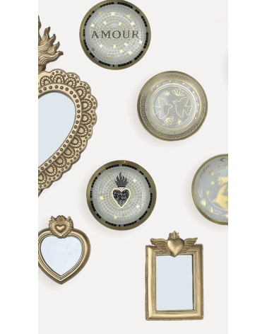 Décoration murale miroir ex-voto doré romantique