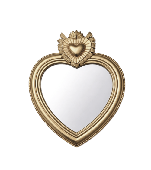 Petit miroir cœur doré décoration murale romantique